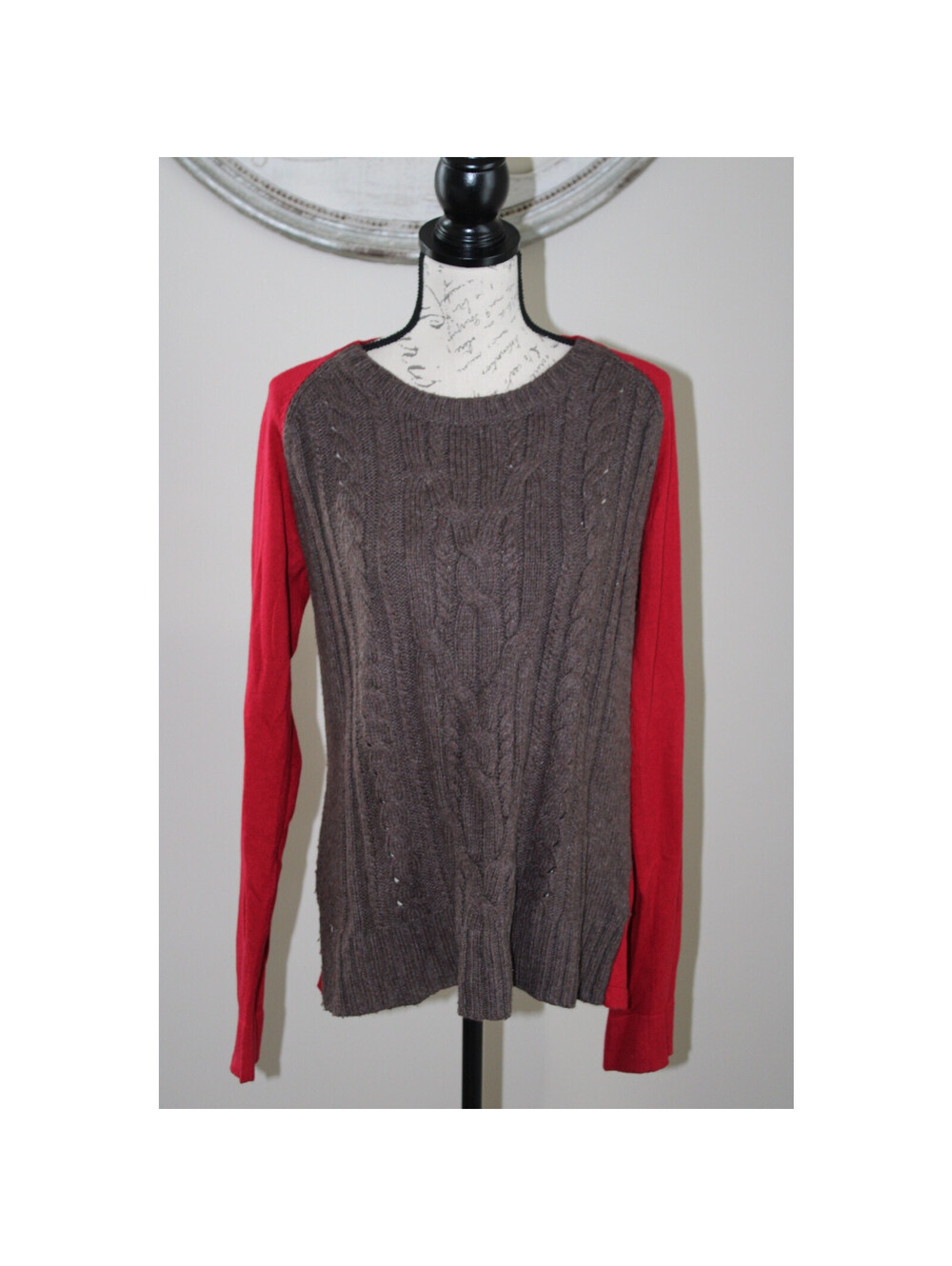Chelsea & Violet Womens Sweater Long Sleeve brown and red Size L